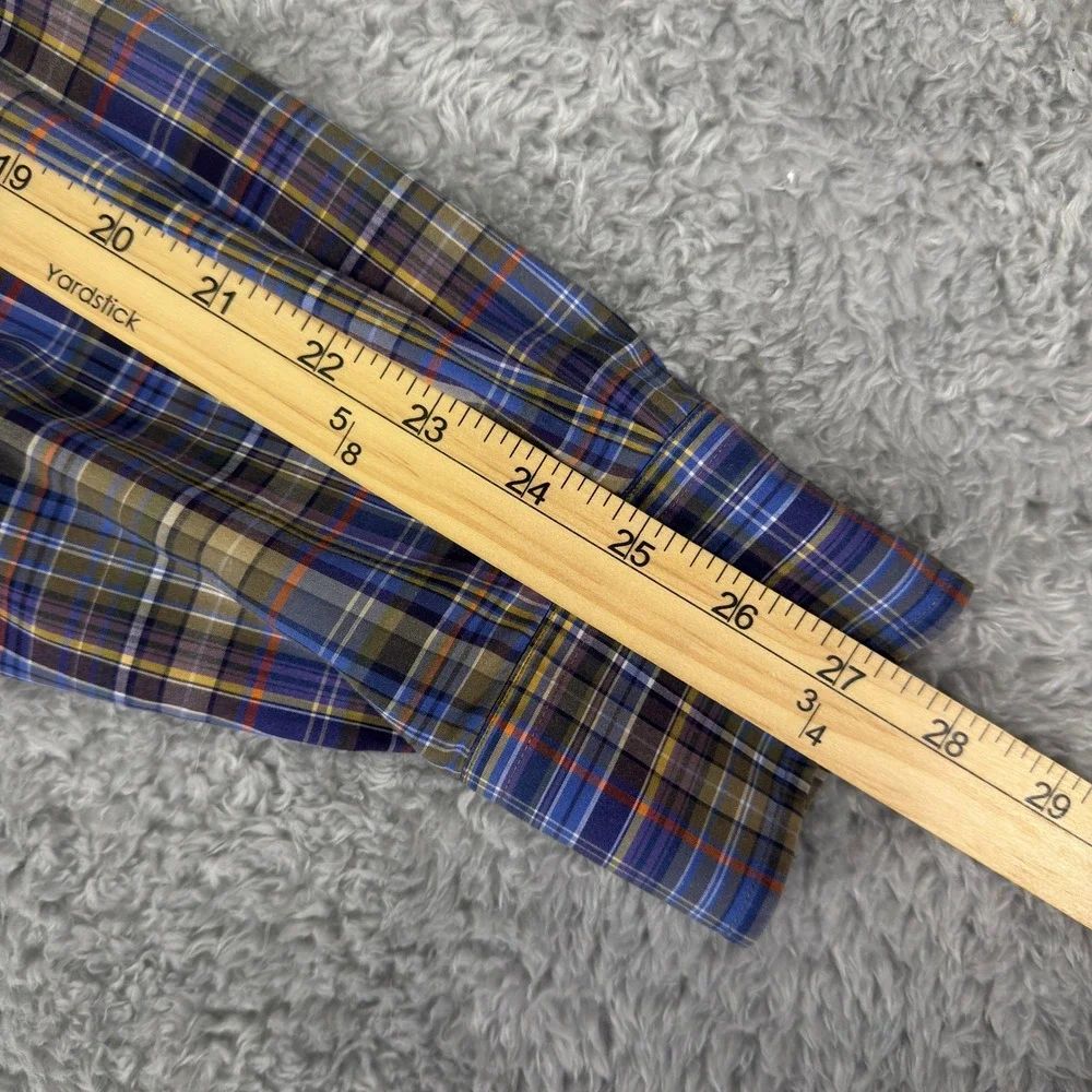 Polo Ralph Lauren‎ Mens XLT Tall Plaid Button Down Shirt Blue Tan Multi Color